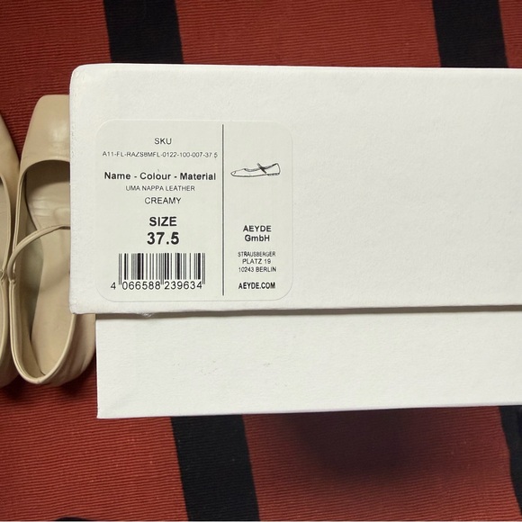Aeyde Uma Leather Mary-Jane Flats in Creamy Napa - Picture 6 of 10